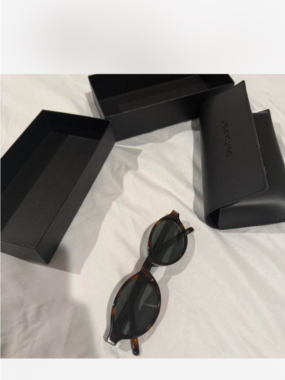 Saint Laurent Brown Tortoise Round Sunglasses - Picture 2 of 4